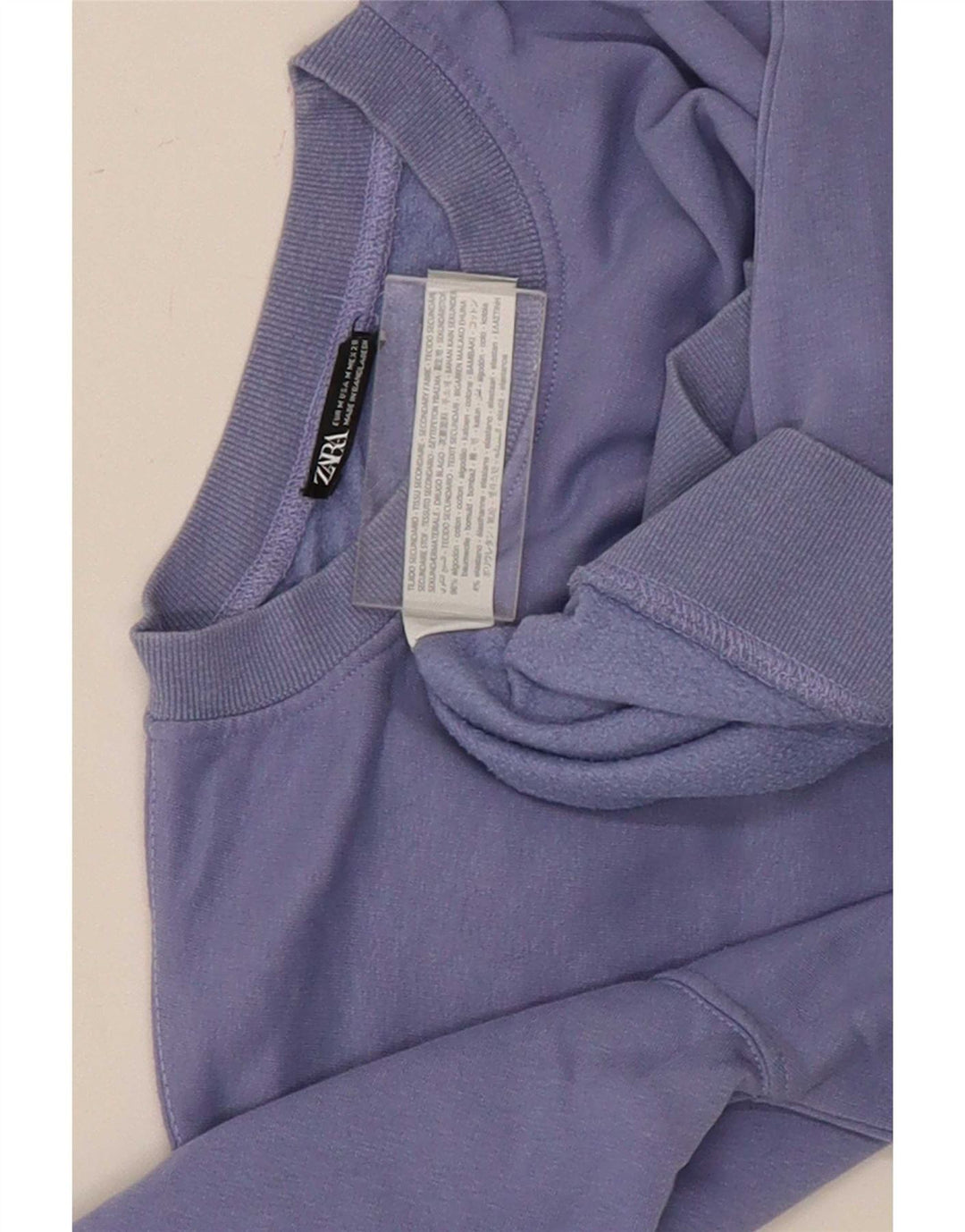 Zara Womens Crop Sweatshirt Jumper UK 12 Medium Lilla Bomuld
