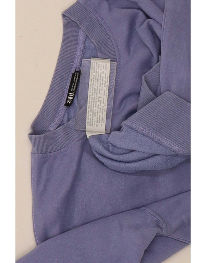 Zara Womens Crop Sweatshirt Jumper UK 12 Medium Lilla Bomuld