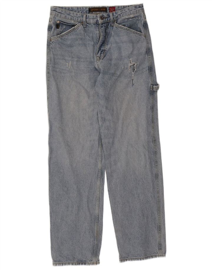 Superdry Herre Cargo Straight Jeans W32 L34 Blå