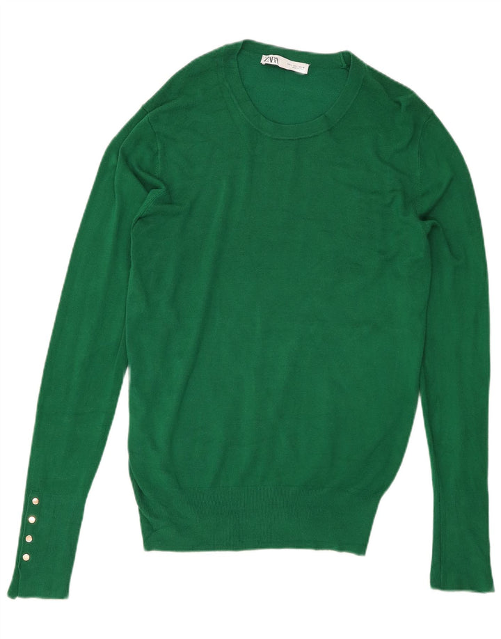 Zara Dame Jumper Sweater UK 14 Stor Grøn