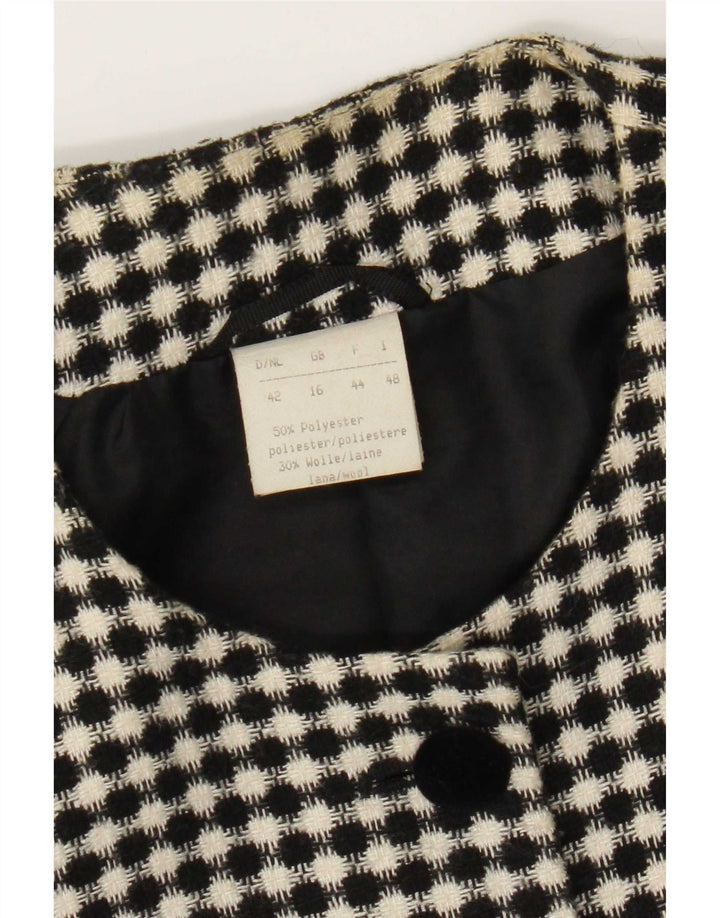 Vintage dame 4-knaps blazerjakke UK 16 Stor sort ternet polyester
