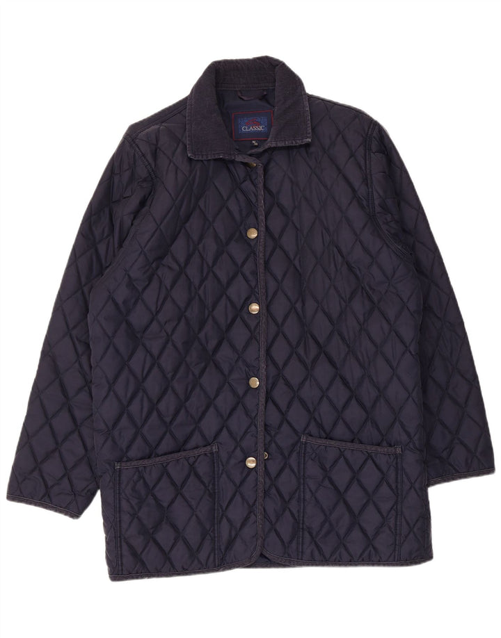Vintage Dame Loose Fit quiltet jakke EU 38/40 Medium Navy Blue Polyamid