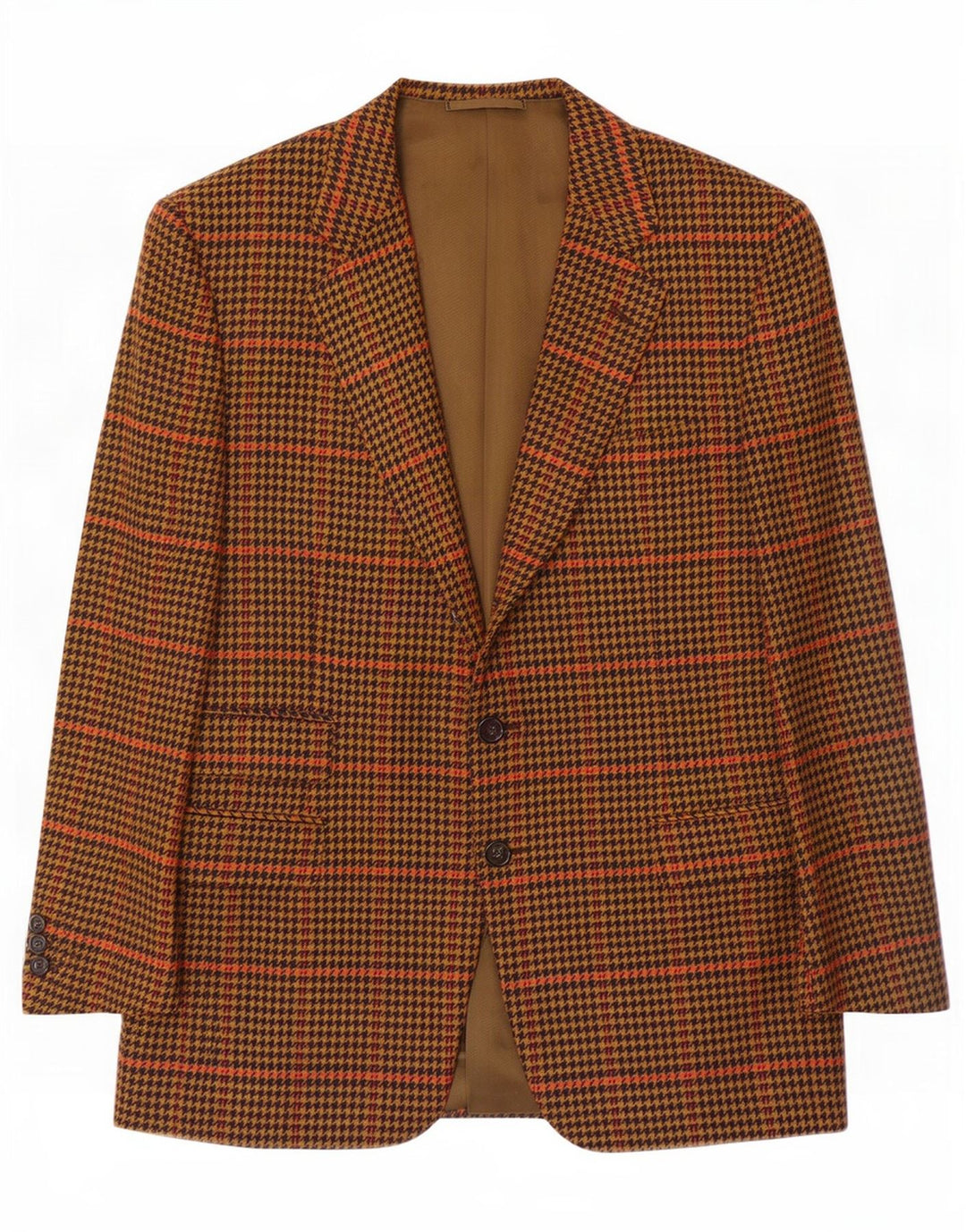 Guabello Herre 2-knaps blazerjakke IT 46 Små brune Houndstooth Uld