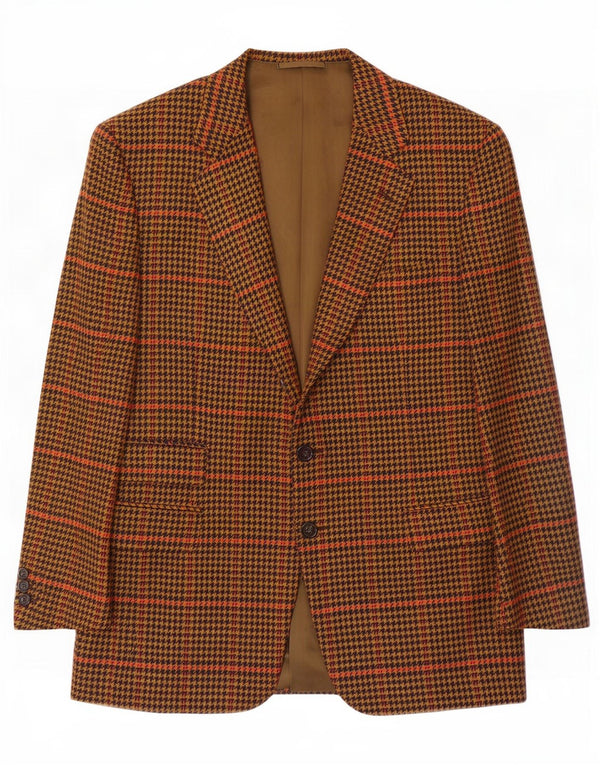 Guabello Herre 2-knaps blazerjakke IT 46 Små brune Houndstooth Uld