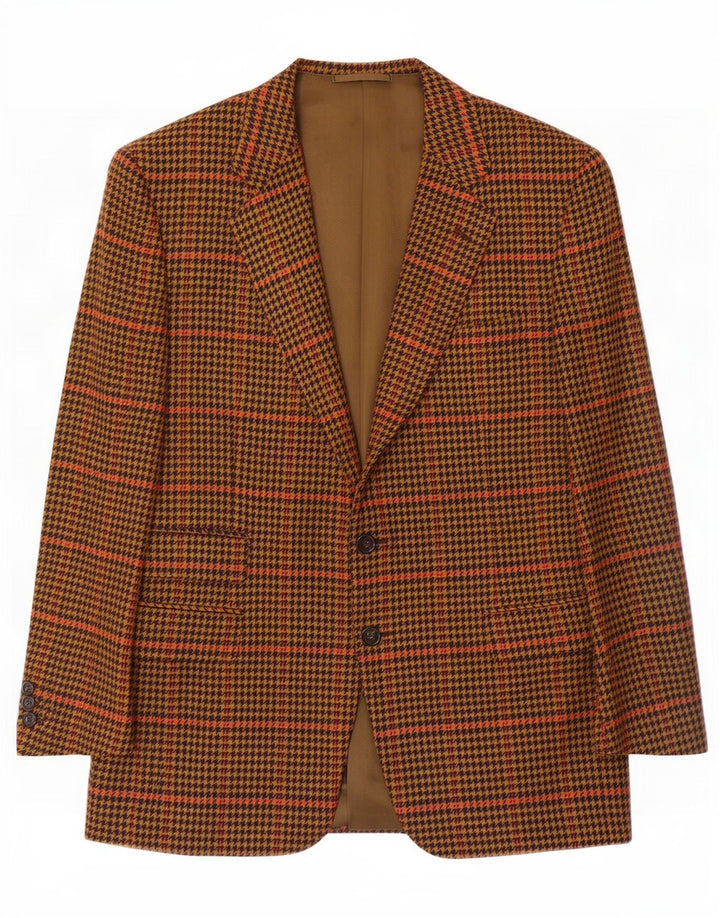 Guabello Herre 2-knaps blazerjakke IT 46 Små brune Houndstooth Uld
