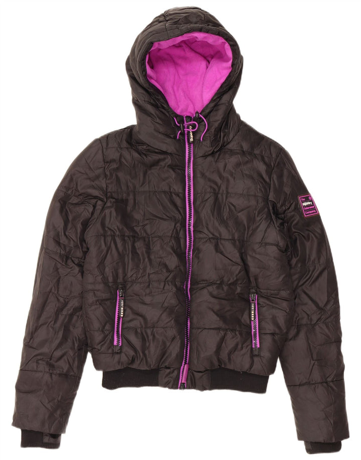 Superdry Polstret hættejakke til kvinder UK 40 Stor sort polyester