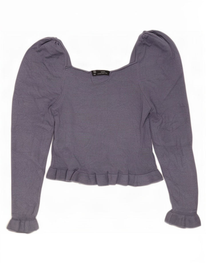 Zara Dame Crop Top Langærmet UK 12 Medium Blue