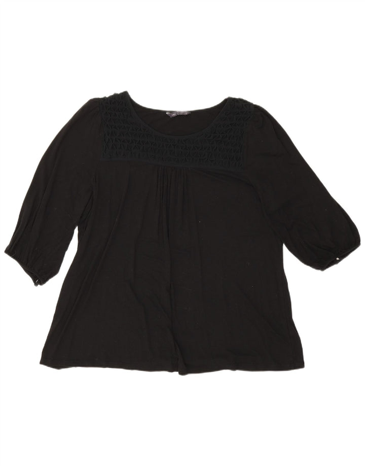 Marks & Spencer damebluse med 3/4 ærmer UK 20 2XL Sort viskose