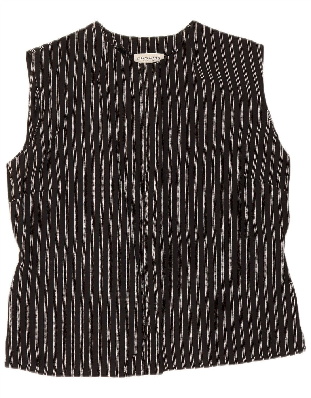 Misstwidd Dame ærmeløs bluse Top IT 46 Stor sort stribet hør