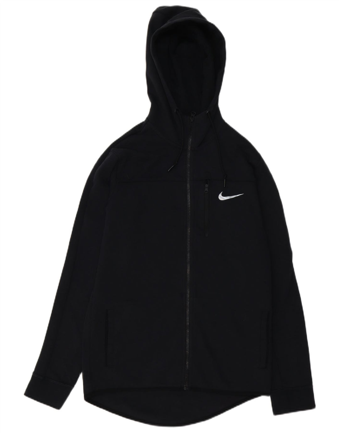 NIKE Hættetrøje med lynlås til mænd, lille sort bomuld