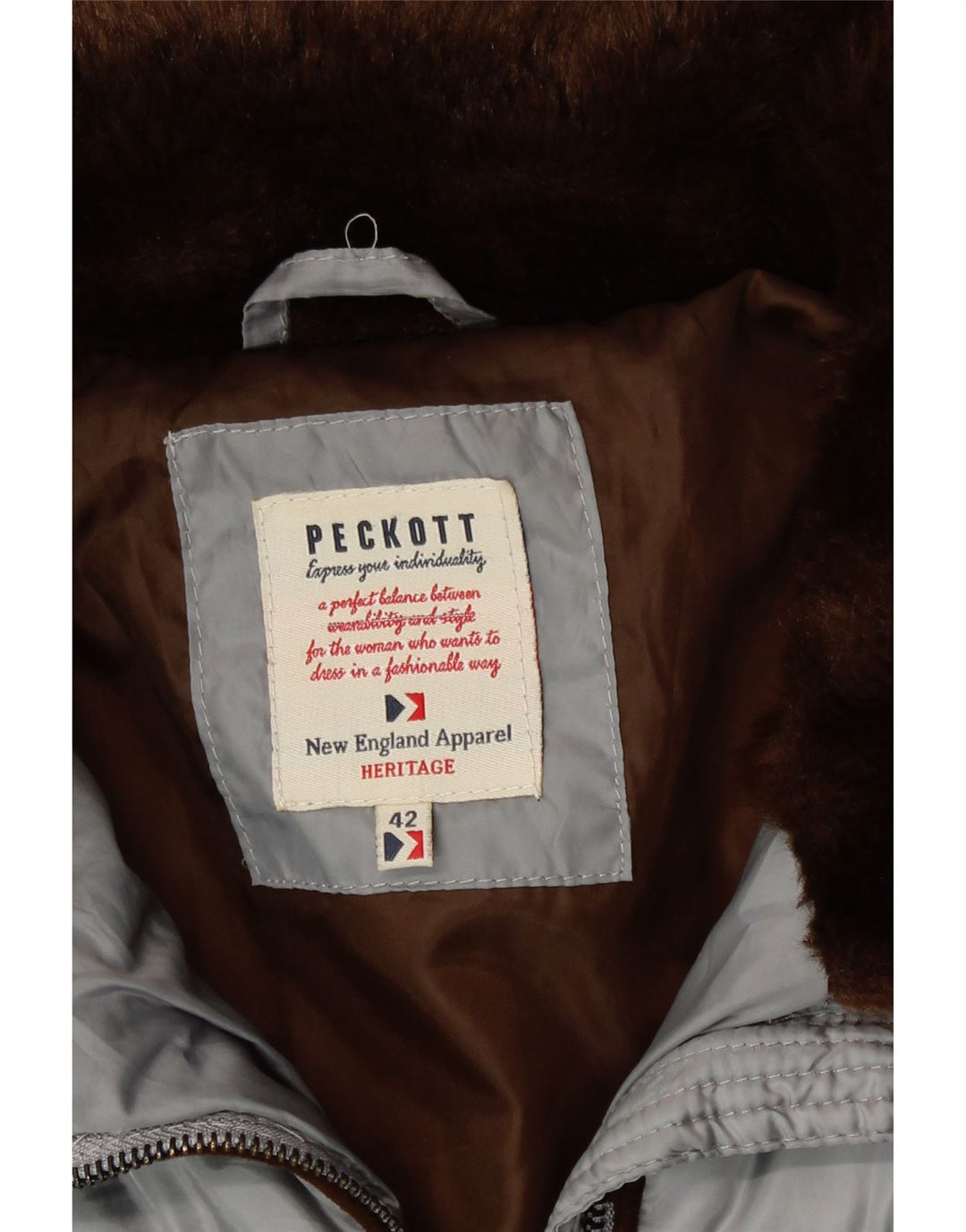 Peckott Womens Heritage Polstret jakke IT 42 Medium Grey Polyester