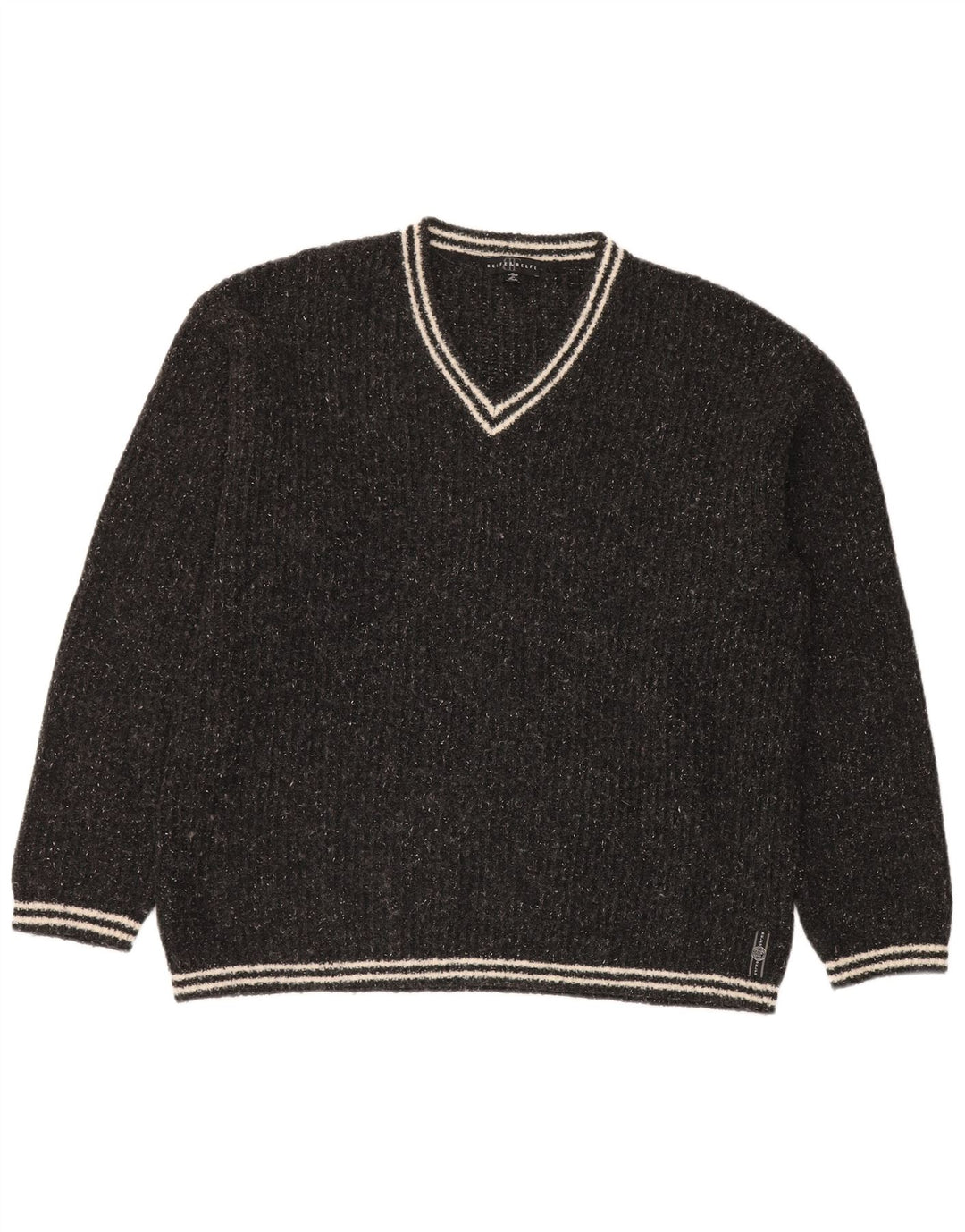 Belfe & Belfe Herre V-hals sweater Stor Grå Flecked Uld