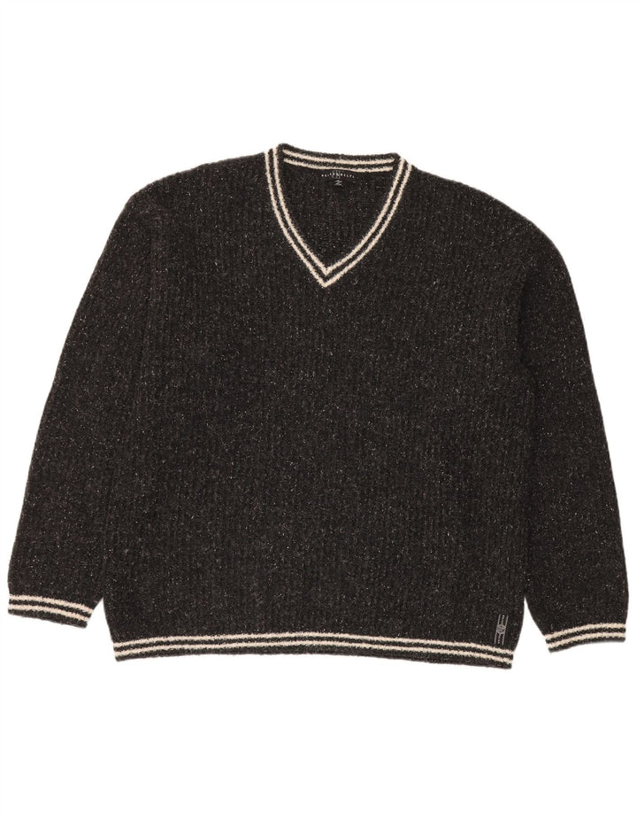 Belfe & Belfe Herre V-hals sweater Stor Grå Flecked Uld