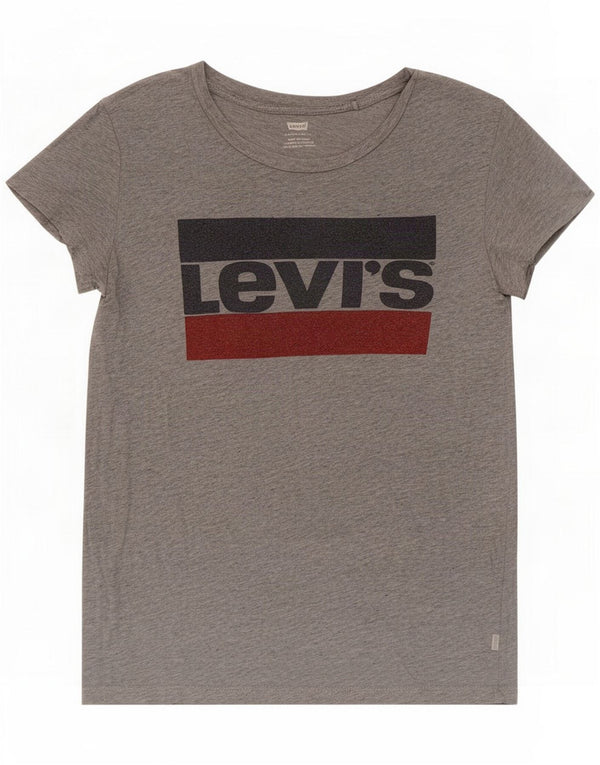 Levi's grafisk T-shirt top til kvinder UK 6 XS Grå Flecked