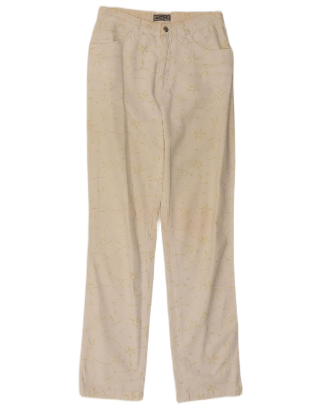 Fendissime Regular Fit Bukser til kvinder W27 L29 White Floral Classic