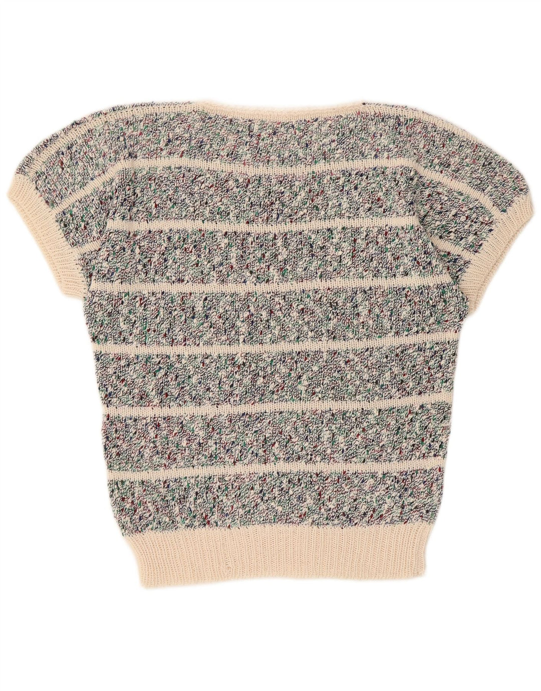 Vintage dame sweater med rund hals DK 10 lille grå stribet