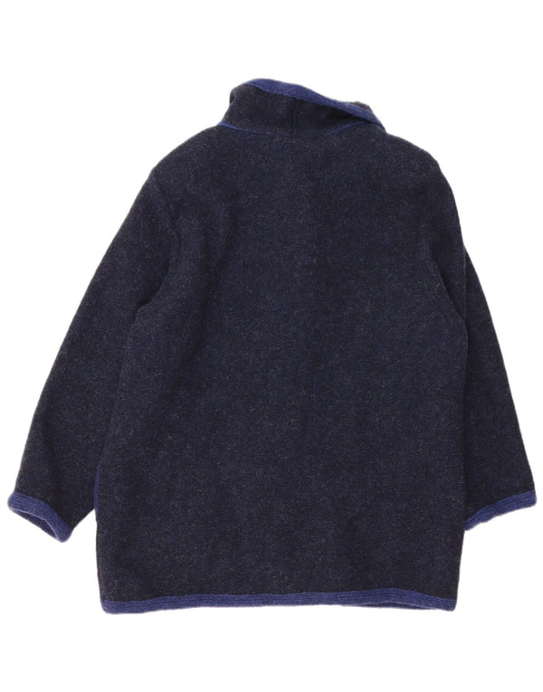 Vintage dame cardigan sweater UK 16 Large Navy Blue Colourblock Novelty