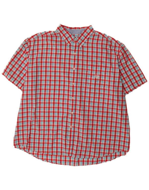 Chaps Herre store korte ærmer Regular Fit skjorte 4XL rød Gingham bomuld