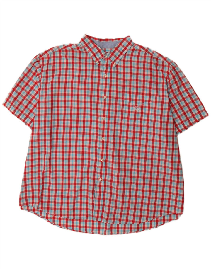 Chaps Herre store korte ærmer Regular Fit skjorte 4XL rød Gingham bomuld