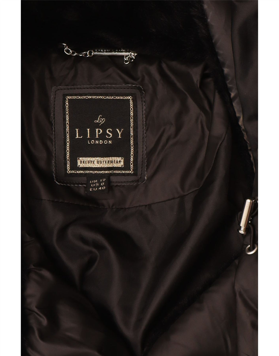 LIPSY Polstret hættejakke til kvinder UK 12 Medium Sort Polyester