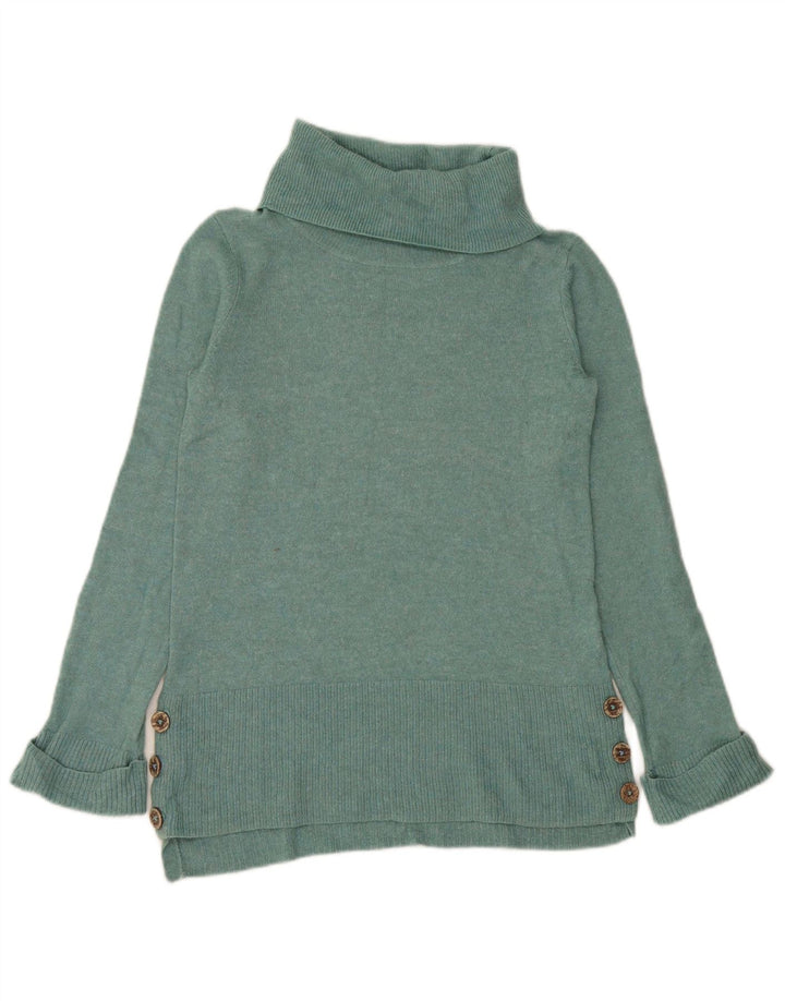 White Stuff Dame Roll Neck Jumper Sweater UK 8 Small Green Nylon