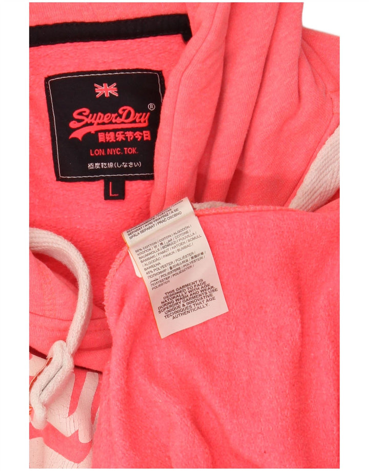SUPERDRY Grafisk hættetrøje til kvinder UK 16 Large Pink Bomuld