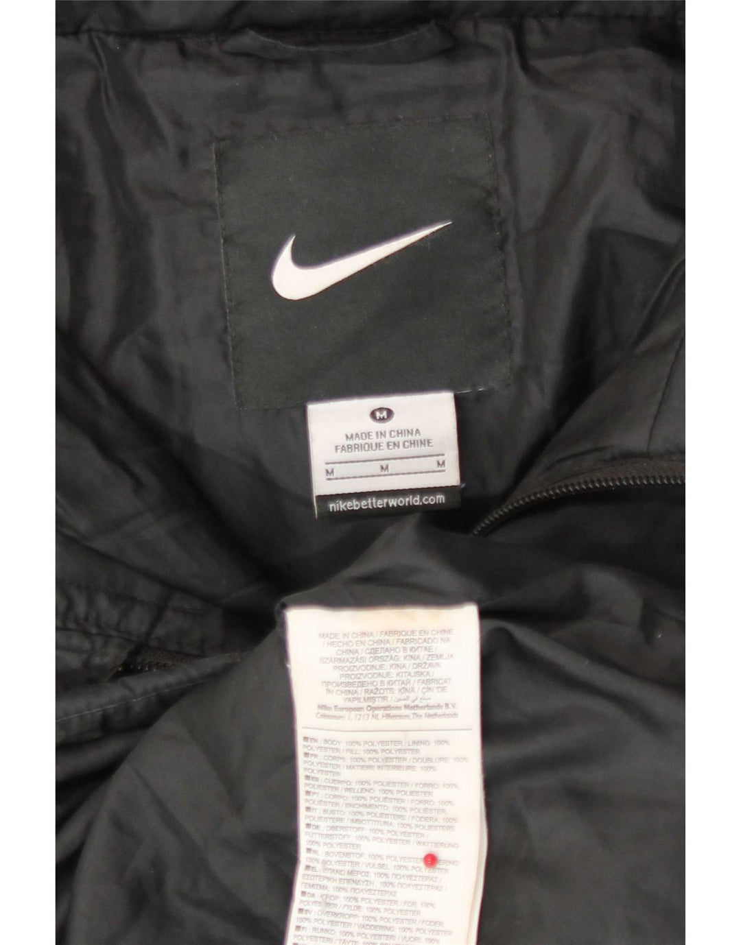 Nike Herre grafisk polstret jakke UK 38 Medium Sort Polyester