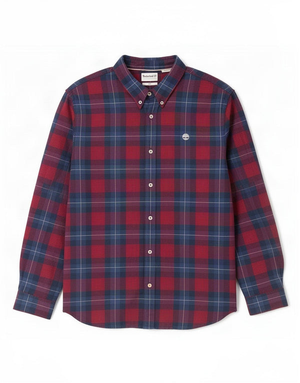Timberland Mens Slim Fit Flannel Shirt 2XL Navy Blue Check Cotton