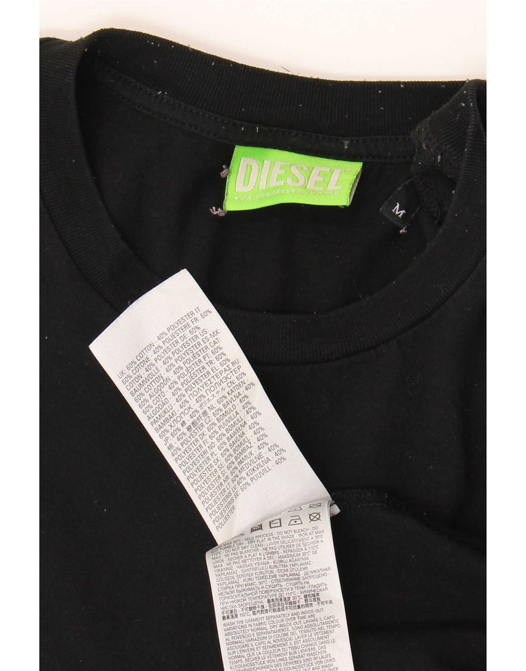 Diesel Herre Grafisk T-Shirt Top Medium Sort Bomuld