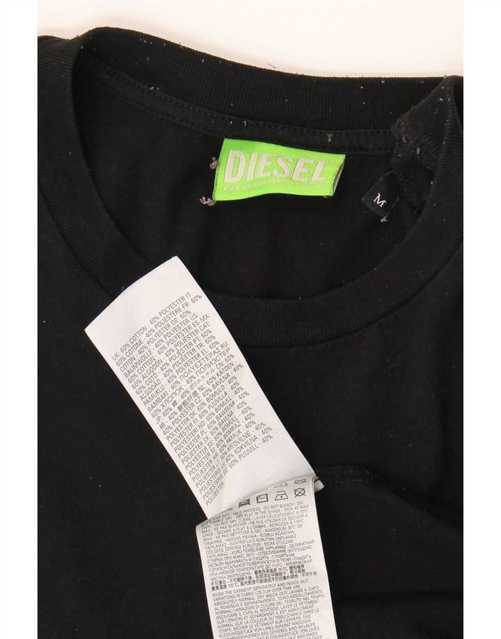 Diesel Herre Grafisk T-Shirt Top Medium Sort Bomuld