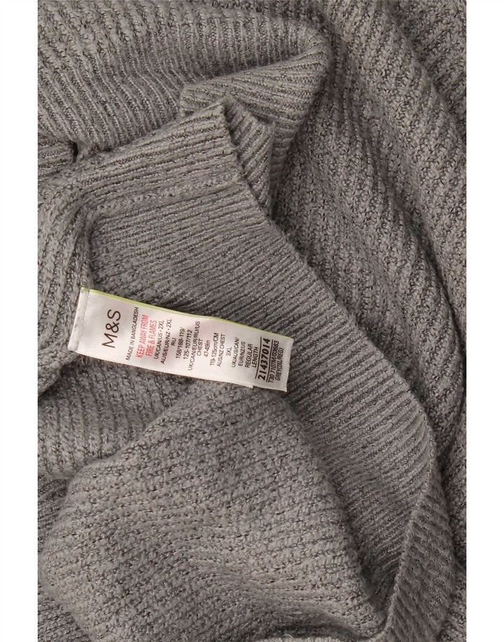 Marks & Spencer Herre sweater med rund hals 2XL grå polyamid