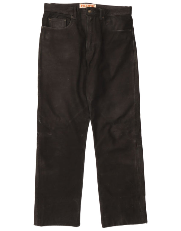 Fuente Mens Leather Trousers W37 L31 Black Leather