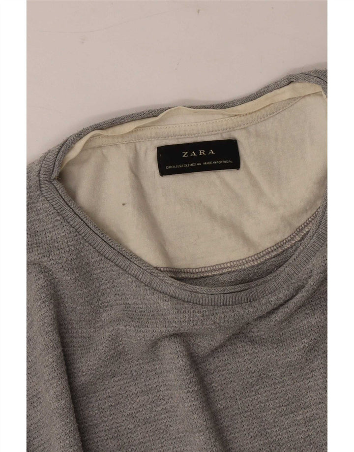 Zara Herre T-Shirt Top XL Grå Colourblock