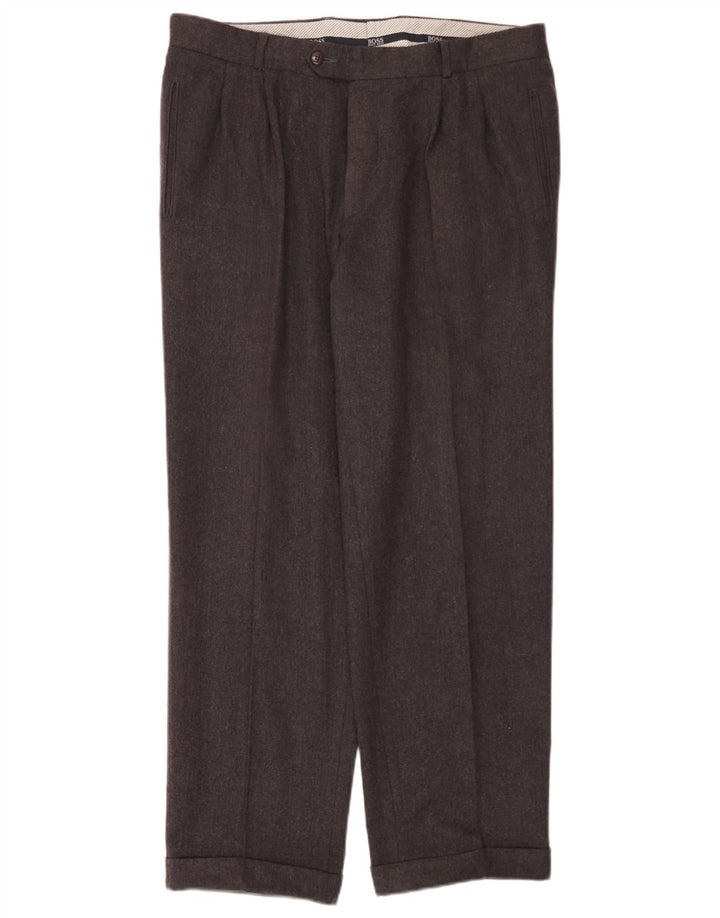 Hugo Boss Herre Pegged Suit Bukser W36 L30 Grå Ny Uld