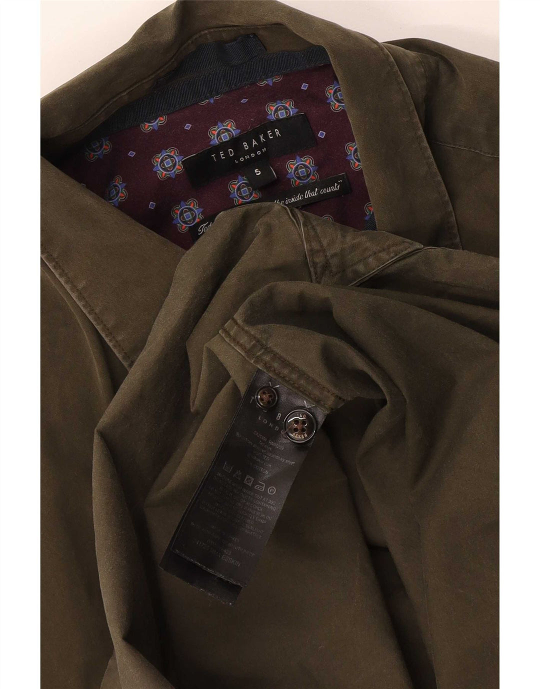 Ted Baker Herreskjorte str. 5 XL Khaki Bomuld