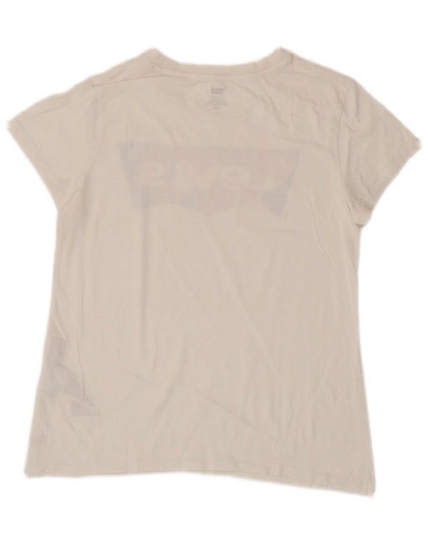 Levi's Grafisk T-shirt top til kvinder UK 12 Medium hvid bomuld