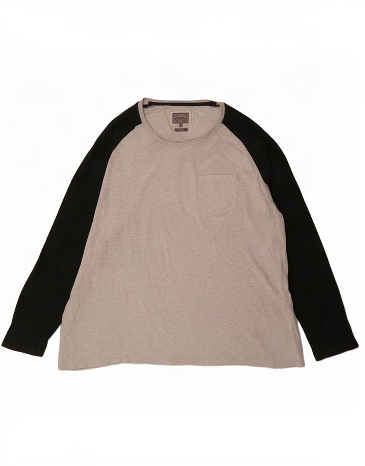 Fat Face Herre Top Langærmet 2XL Grå Colourblock Bomuld