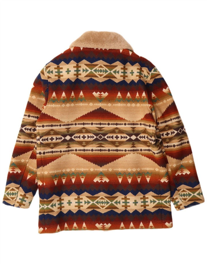 Pendleton Herre Overfrakke UK 40 Stor Flerfarvet Geometrisk Uld Aztec