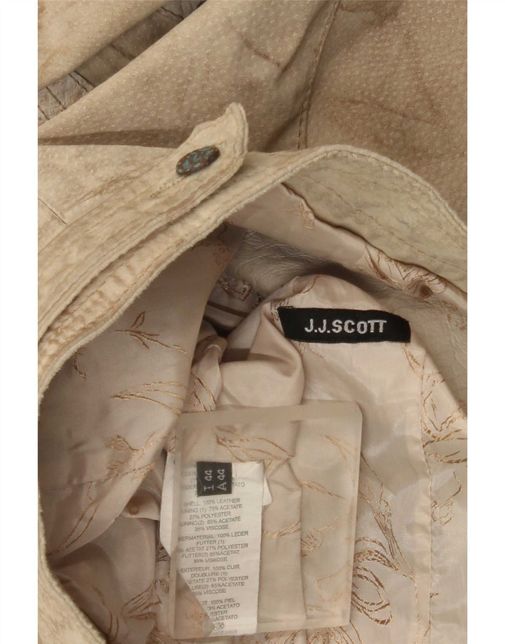 J.J.Scott Dame Crop Graphic Ruskind Biker Jacket IT 44 Medium Grey Læder