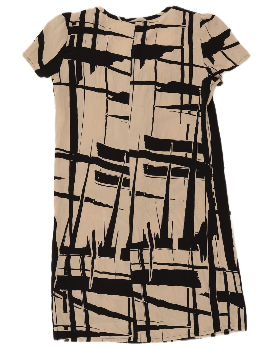 Benetton Womens Abstrakt mønster Shift Dress UK 6 XS Off White Polyester