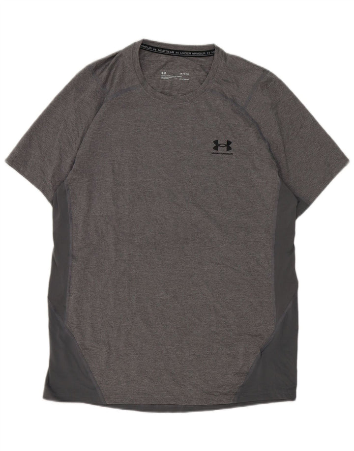 Under Armour Herre Heat Gear T-Shirt Top Stor Grå Polyester