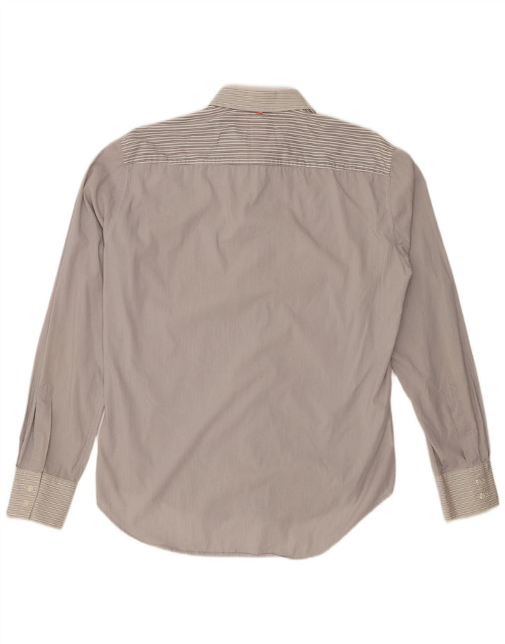 Hugo Boss herreskjorte mellemgrå stribet bomuld