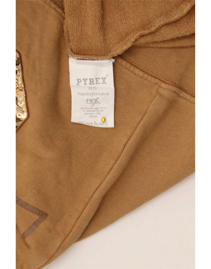 Pyrex grafisk sweatshirt til kvinder UK 6 XS brun bomuld