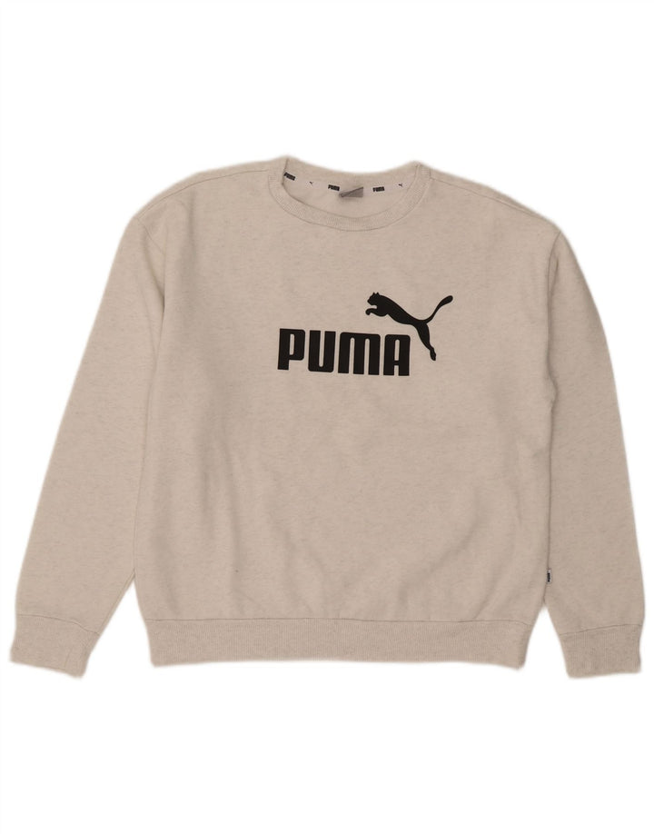 Puma Dame Grafisk Oversized Sweatshirt Jumper UK 10 Lille Grå Bomuld