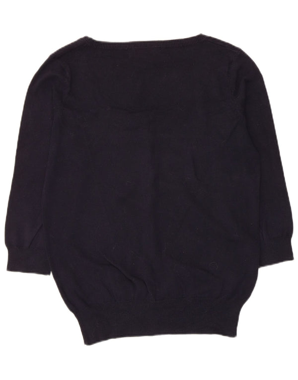 Zara dame cardigan sweater med 3/4 ærmer UK 18 XL marineblå bomuld