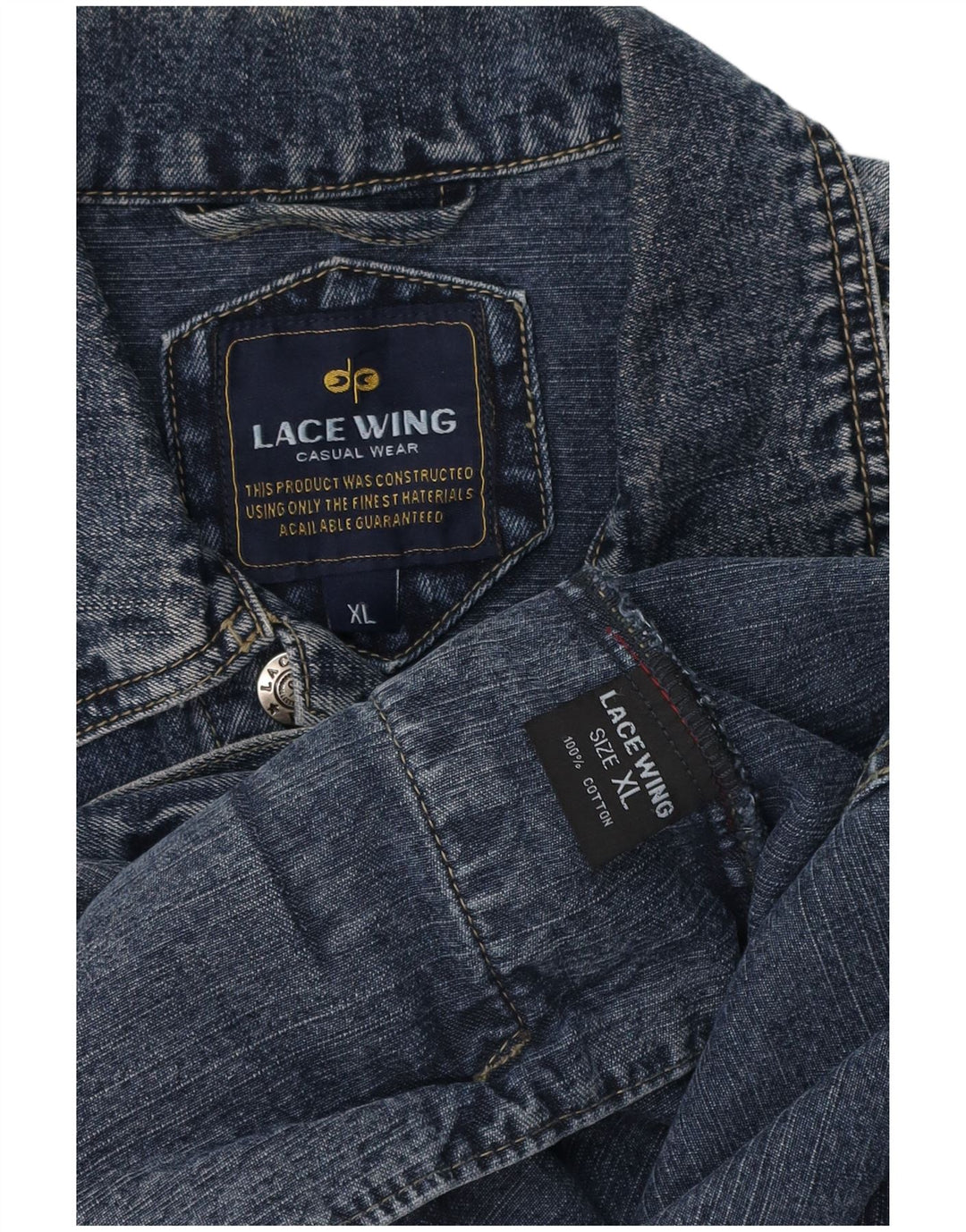 LACE WING Mens Denim Jacket UK 42 XL Blue Cotton