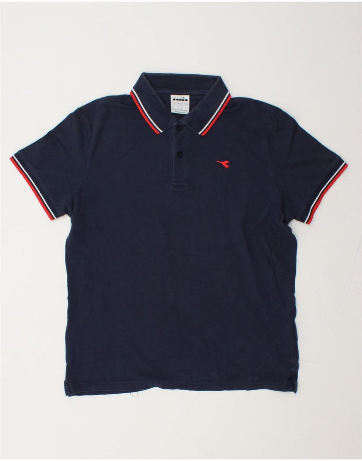 DIADORA Mens Polo Shirt Medium Navy Blue Cotton Vintage Diadora and Second-Hand Diadora from Messina Hembry 