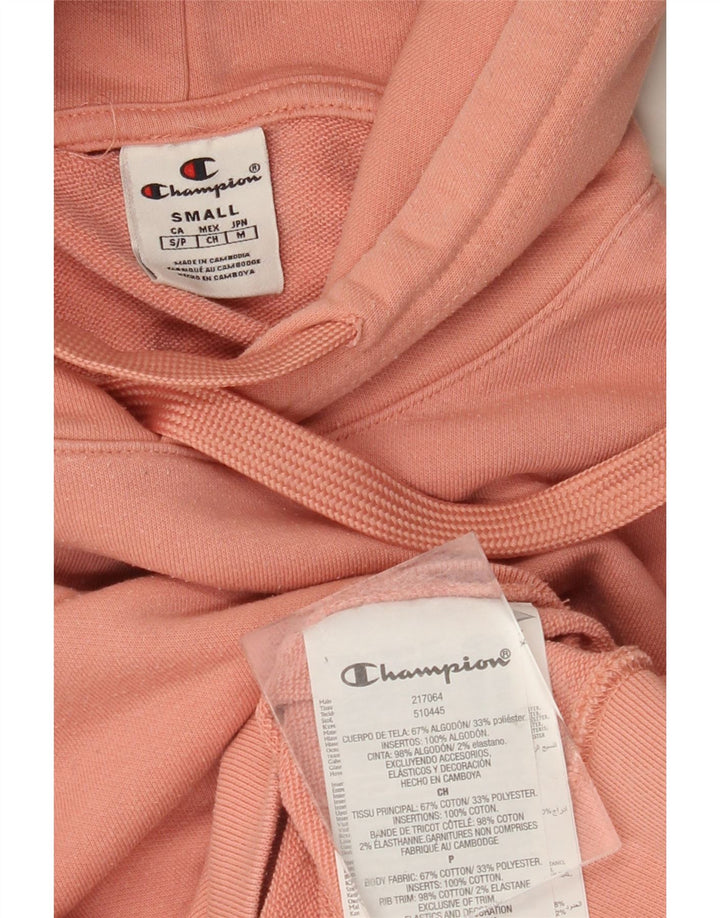 CHAMPION Mens Hoodie Jumper Small Orange Cotton