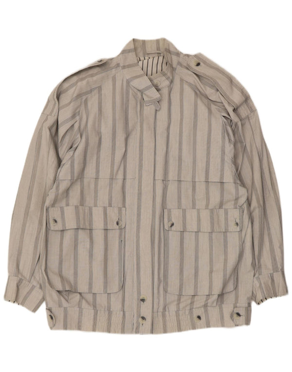 Vintage Herre Military Jacket UK 40 Large Gråstribet Polyester