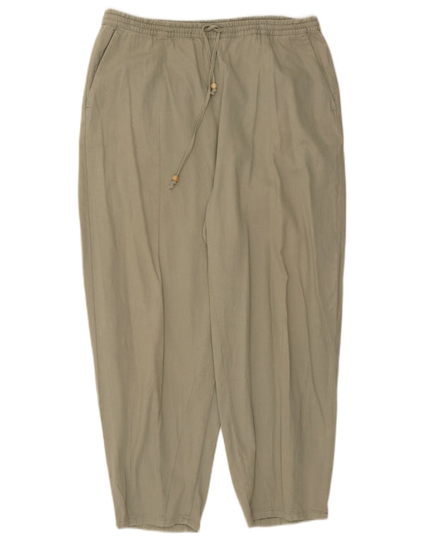 Zara Womens Loose Fit Cropped Trousers Large W30 L25 Green Bomuld